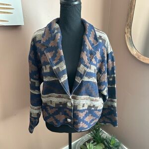 Patterned Blue and Brown Blazer